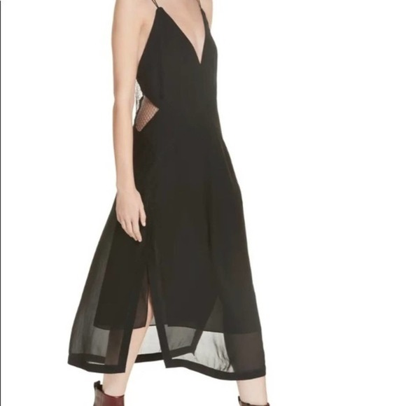 rag & bone Dresses & Skirts - Rag & Bone Anais Deep V Silk Midi Dress in Black